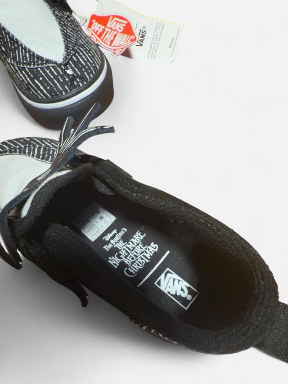 NWT Vans Kids' Black & White Jack Skellington Slip-On Shoes - Picture 2 of 5